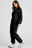 Quarter Zip Long Sleeve Top and Pants Set - Trendsi - Flyclothing LLC