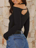 Cutout Asymmetrical Neck Long Sleeve T-Shirt - Trendsi - Flyclothing LLC