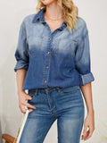 Button Up Long Sleeve Denim Jacket - Trendsi - Flyclothing LLC