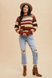Annie Wear Color Block Round Neck Long Sleeve Sweater - Trendsi - Flyclothing LLC