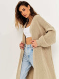 Open Front Long Sleeve Longline Cardigan - Trendsi - Flyclothing LLC