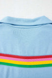 Rainbow Collared Short Sleeve Top and Shorts Set - Trendsi - Flyclothing LLC