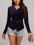 Ruched Surplice Long Sleeve Top - Trendsi - Flyclothing LLC