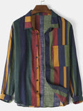 Men's Full Size Contrast Striped Button Down Shirt Plus Size - Trendsi - Flyclothing LLC