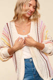 Haptics Full Size Striped Crochet Open Front Cardigan - Trendsi - Flyclothing LLC