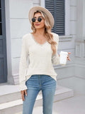 Lace Detail V-Neck Long Sleeve T-Shirt - Trendsi - Flyclothing LLC