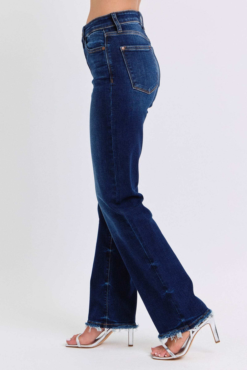 Judy Blue Full Size Raw Hem Straight Leg Jeans - Trendsi - Flyclothing LLC