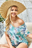 BiBi Tie Dye Terry V Neck Top - Trendsi - Flyclothing LLC