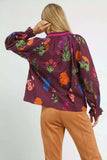 Umgee Floral Print Flounce Sleeve Blouse - Trendsi - Flyclothing LLC