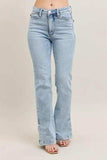 Judy Blue Full Size Tummy Control Vintage Wash Side Slit Slim Boot Jeans Plus Size - Trendsi - Flyclothing LLC