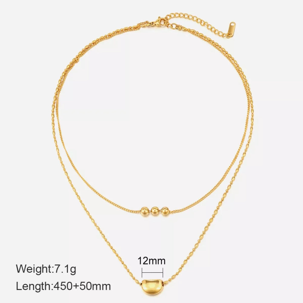 18K Gold-Plated Double Layered Necklace - Trendsi - Flyclothing LLC