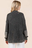 Mittoshop Contrast Patch Open Front Mineral Wash Cardigan - Trendsi - Flyclothing LLC