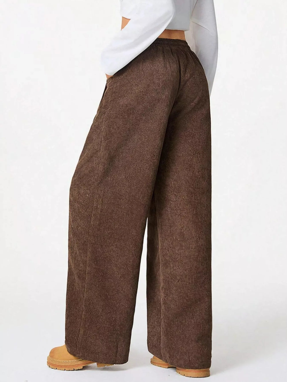 Casual Corduroy Wide Leg Pants - Trendsi - Flyclothing LLC