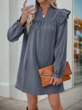 Ruffled Notched Flounce Sleeve Dress - Trendsi - Flyclothing LLC