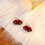 Velvet Bell Earrings with Bow - Trendsi - Flyclothing LLC