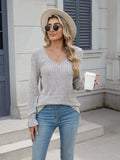 Lace Detail V-Neck Long Sleeve T-Shirt - Trendsi - Flyclothing LLC