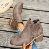 Round Toe Block Heels Boots - Trendsi - Flyclothing LLC