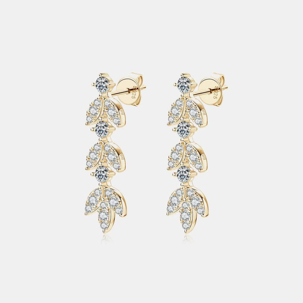 925 Sterling Silver Moissanite Leaf Earrings - Trendsi - Flyclothing LLC