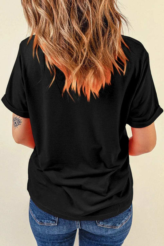 Graphic Round Neck Short Sleeve T-Shirt - Trendsi - Flyclothing LLC