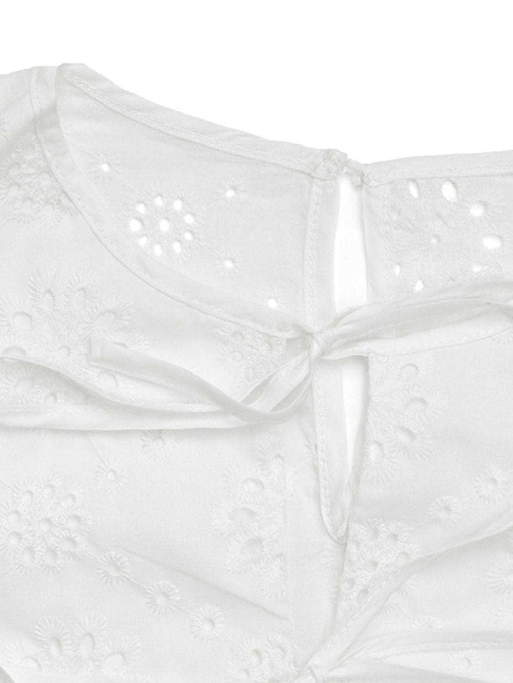 Perfee Tied Eyelet Short Sleeve Bodysuit - Trendsi - Flyclothing LLC