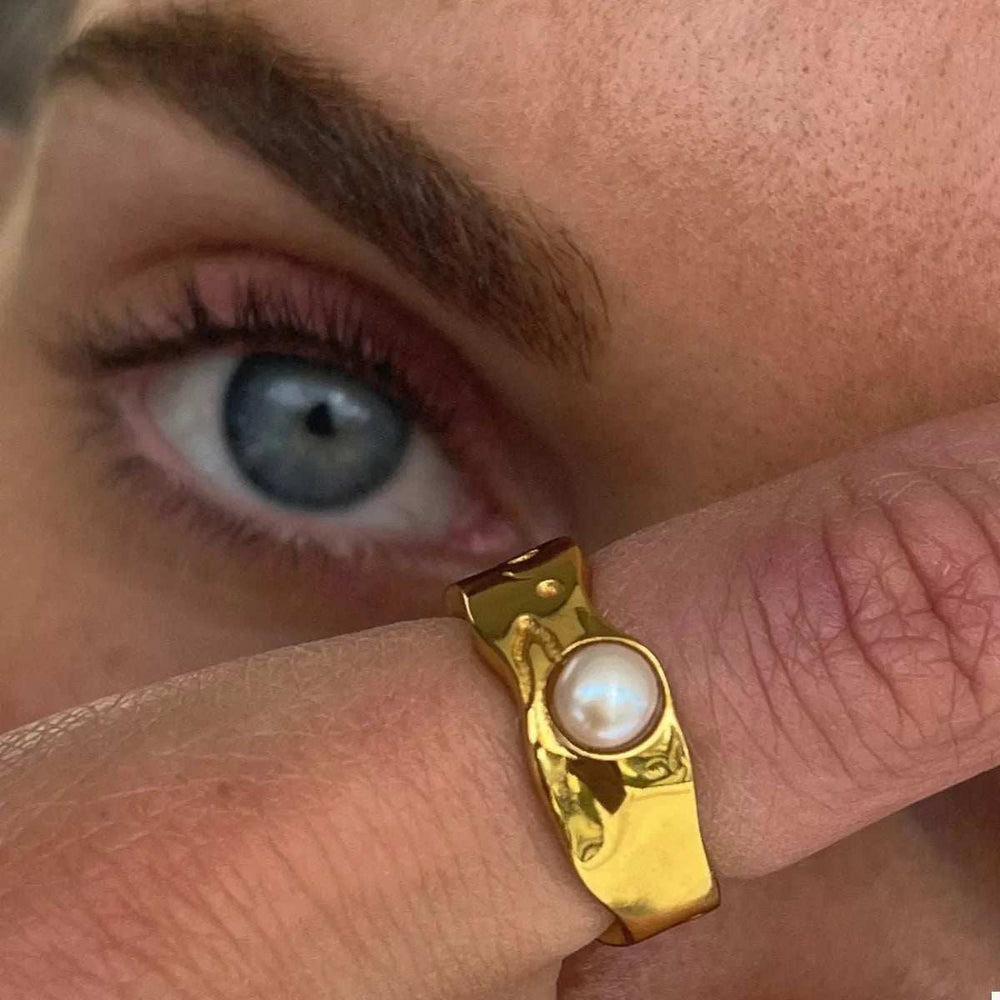 18K Gold-Plated Pearl Ring - Trendsi - Flyclothing LLC