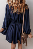 Drawstring Half Button Long Sleeve Dress - Trendsi - Flyclothing LLC