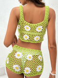 Flower Cutout Wide Strap Two-Piece Cover Up - Trendsi - Flyclothing LLC