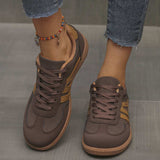 Contrast Lace Up Round Toe Sneakers - Trendsi - Flyclothing LLC