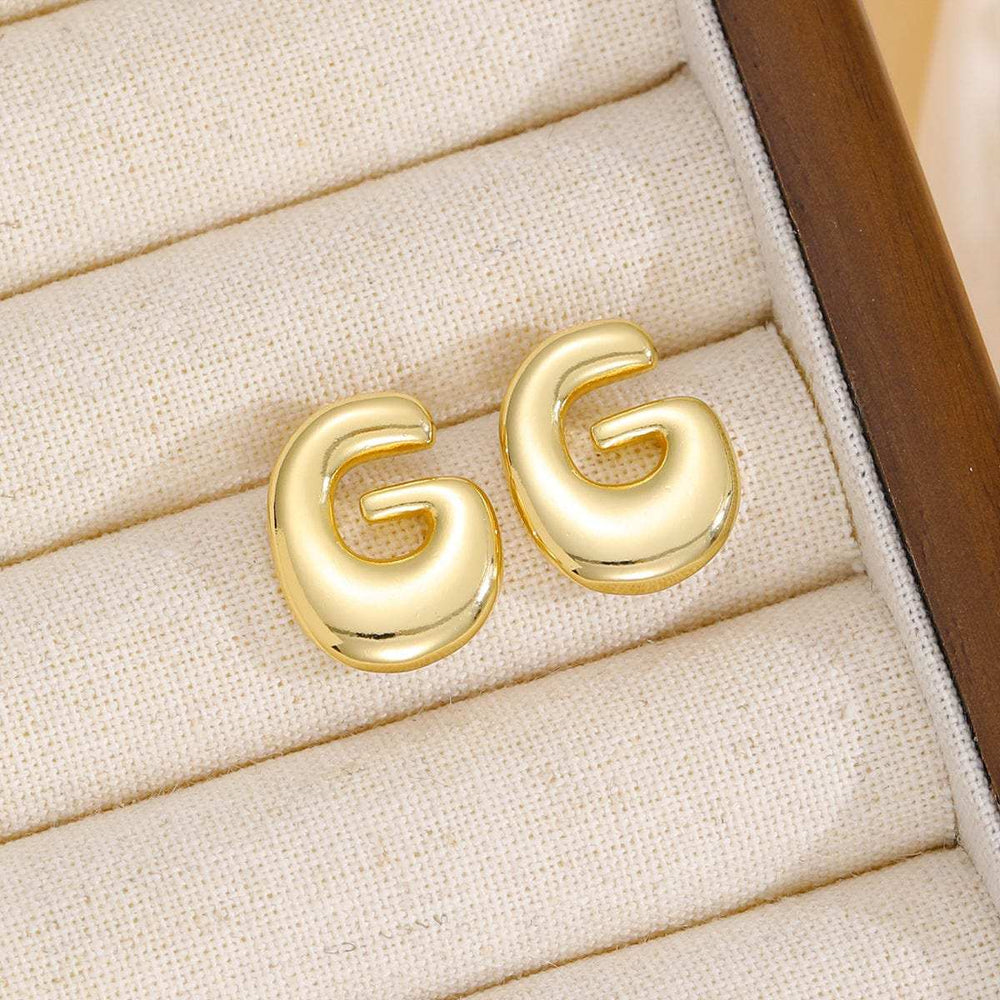 18K Gold-Plated Bubble Letter Stud Earrings - Trendsi - Flyclothing LLC