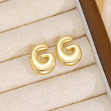 18K Gold-Plated Bubble Letter Stud Earrings - Trendsi - Flyclothing LLC