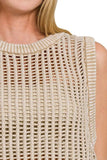 Zenana Acid Washed Fishnet Sweater Vest - Trendsi - Flyclothing LLC