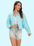 Distressed Distressed Button Up Denim Jacket - Trendsi - Flyclothing LLC