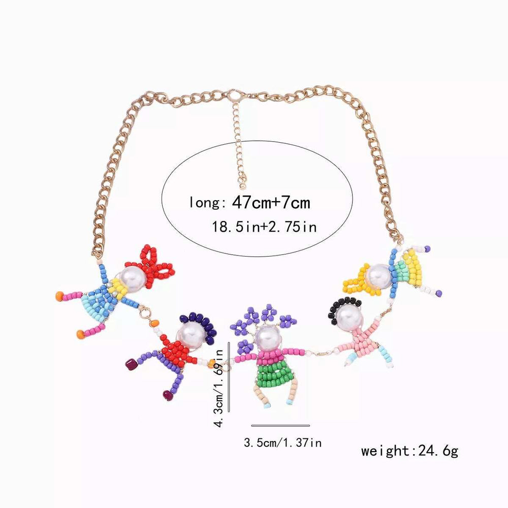 18K Gold-Plated Bead Charm Necklace - Trendsi - Flyclothing LLC