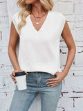 Lovelet Ribbed Slit V-Neck Sweater Vest - Trendsi - Flyclothing LLC