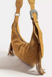 Fame Half Moon Fringe Buckle Strap Hobo Bag - Trendsi - Flyclothing LLC