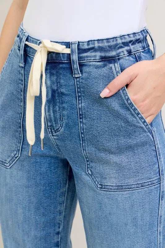 Judy Blue Full Size High Waist Denim Jogger Plus Size - Trendsi - Flyclothing LLC