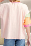 Color Block Round Neck Half Sleeve T-Shirt - Trendsi - Flyclothing LLC