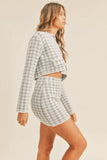 MABLE Houndstooth Cropped Knit Cardigan and Mini Skirt Set - Trendsi - Flyclothing LLC