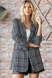 First Love Full Size Lurex Mixed Tweed One Button Blazer - Trendsi - Flyclothing LLC