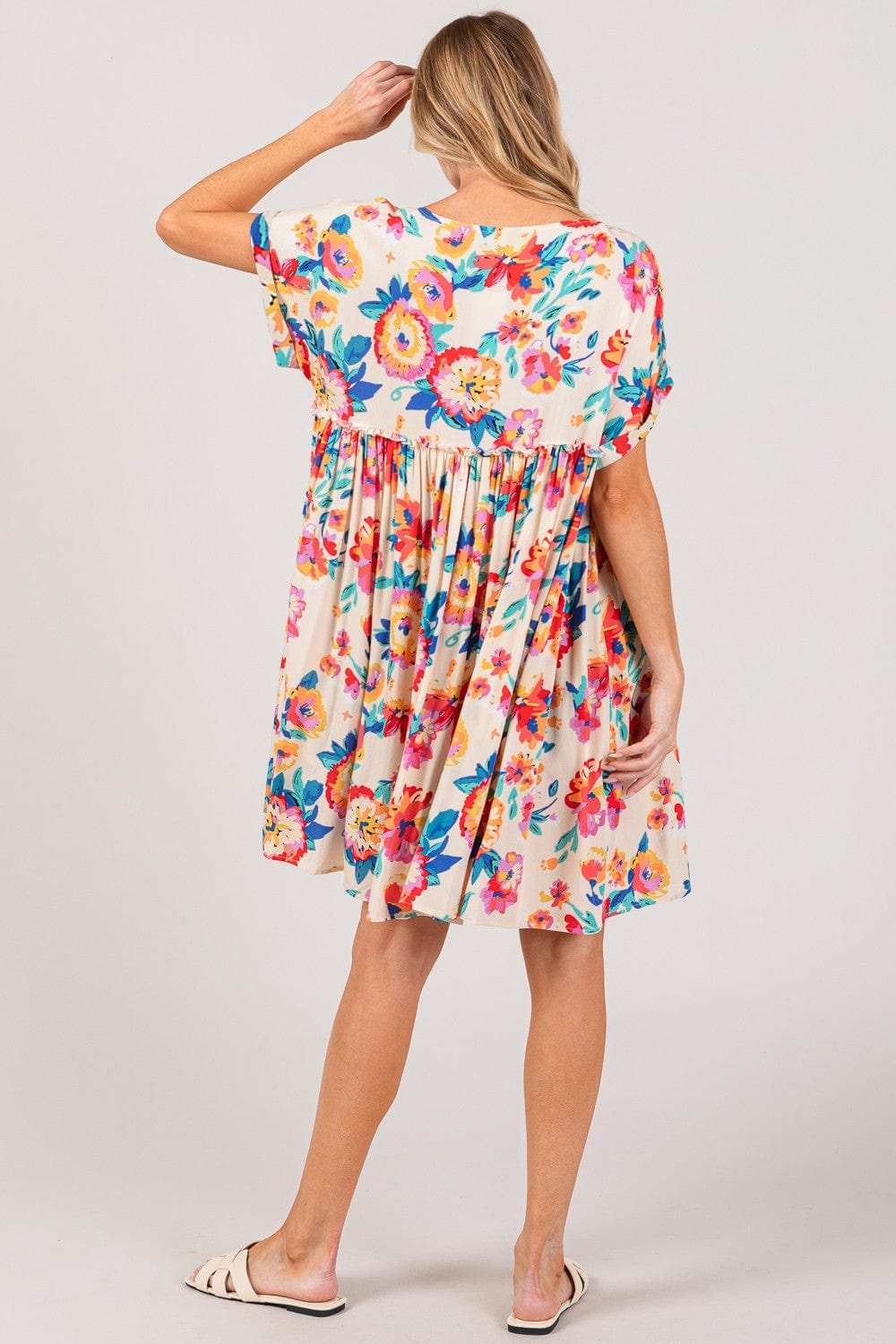 SAGE + FIG Full Size Floral Button-Down Short Sleeve Dress - Trendsi - Flyclothing LLC