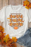 THANKFUL Round Neck Short Sleeve T-Shirt - Trendsi - Flyclothing LLC