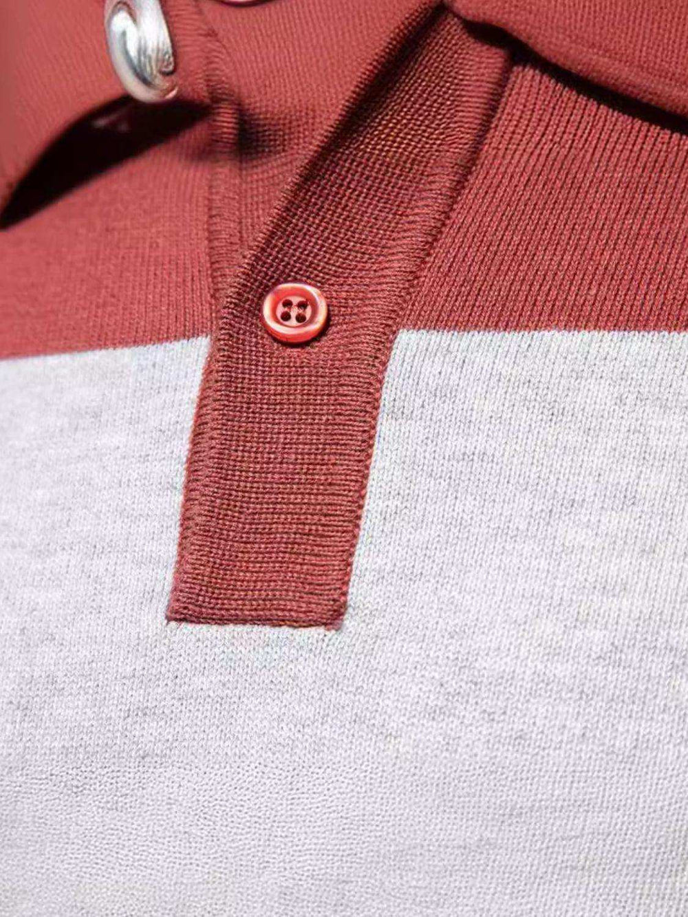 Men's Striped Long Sleeve Knit Polo - Trendsi - Flyclothing LLC