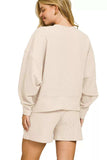 Zenana Ribbed Round Neck Pullover and Shorts Set - Trendsi - Flyclothing LLC