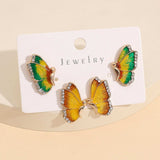 2 Piece Rhinestone Alloy Butterfly Stud Earrings - Trendsi - Flyclothing LLC