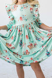 Believe in Your Elf 3/4 Sleeve Ruffle Twirl Dress - Mila & Rose ® - Flyclothing LLC