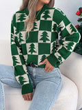 Christmas Tree Checkerboard Pattern Sweater - Trendsi - Flyclothing LLC