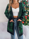 Plaid Open Front Long Sleeve Cardigan - Trendsi - Flyclothing LLC