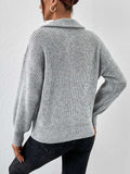Honey Half Zip Dropped Shoulder Sweater - Trendsi - Flyclothing LLC
