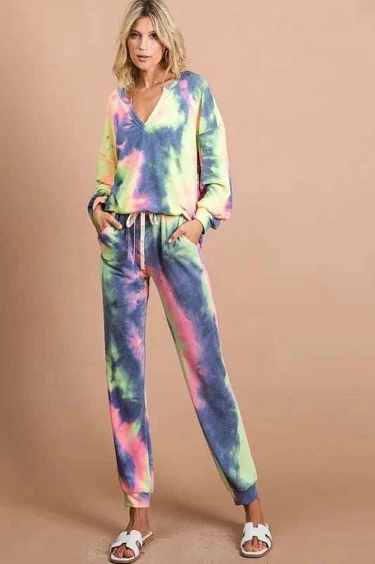 BiBi Tie Dye French Terry Casual Pants - Trendsi - Flyclothing LLC