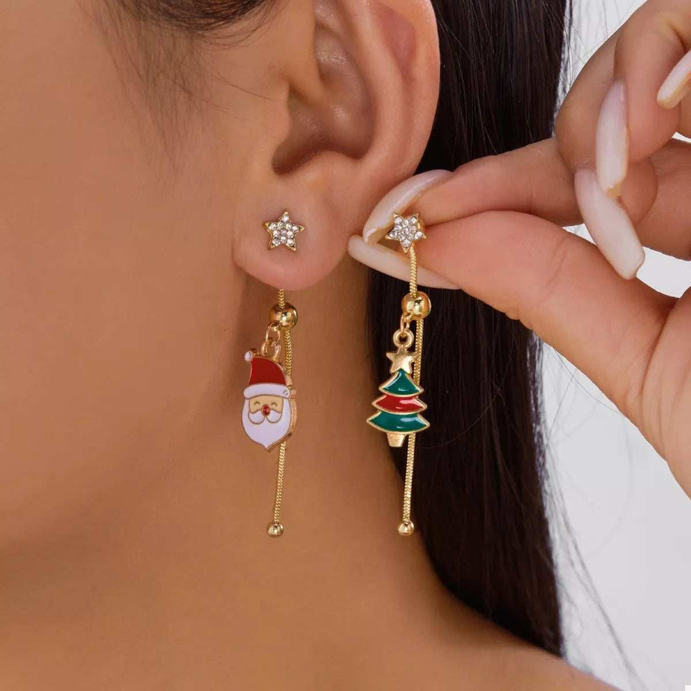 Christmas Santa Asymmetrical Drop Earrings - Trendsi - Flyclothing LLC